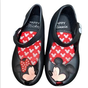 Mickey & Minnie Girl’s Rubber Mary Jane Style Shoes Size 1 Black and Red